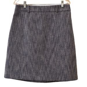 Ann Taylor Dark Navy Blue White Tweed Skirt Size 10